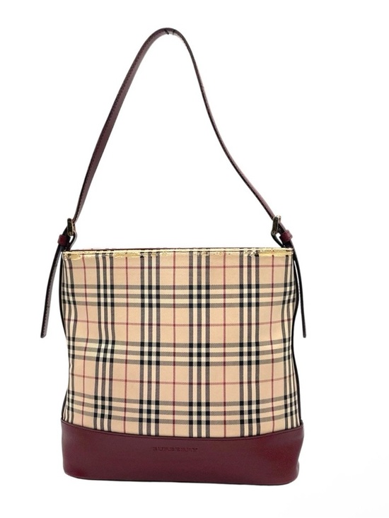 Burberry Handbags - Burberry Vintage Shoulder Bag Nova Check
Bordeaux Leather